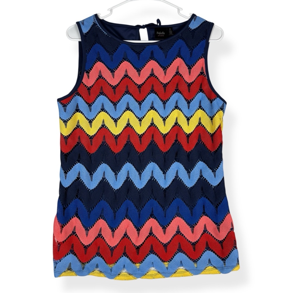 Rafaella‎ Studio Sleeveless Top Womens Medium M Colorful Zig Zag Pattern Lined